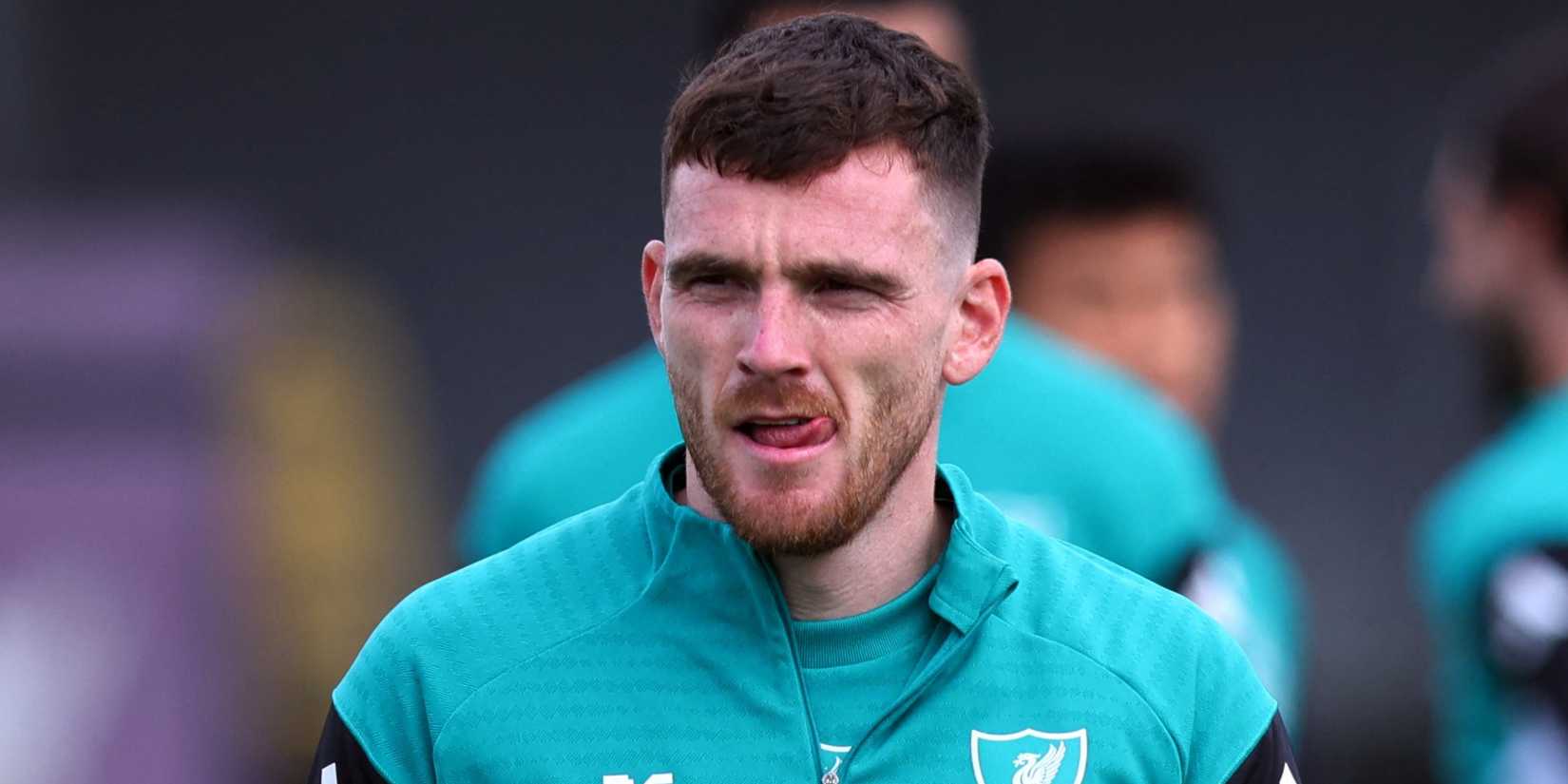 Andy Robertson during a Liverpool training session