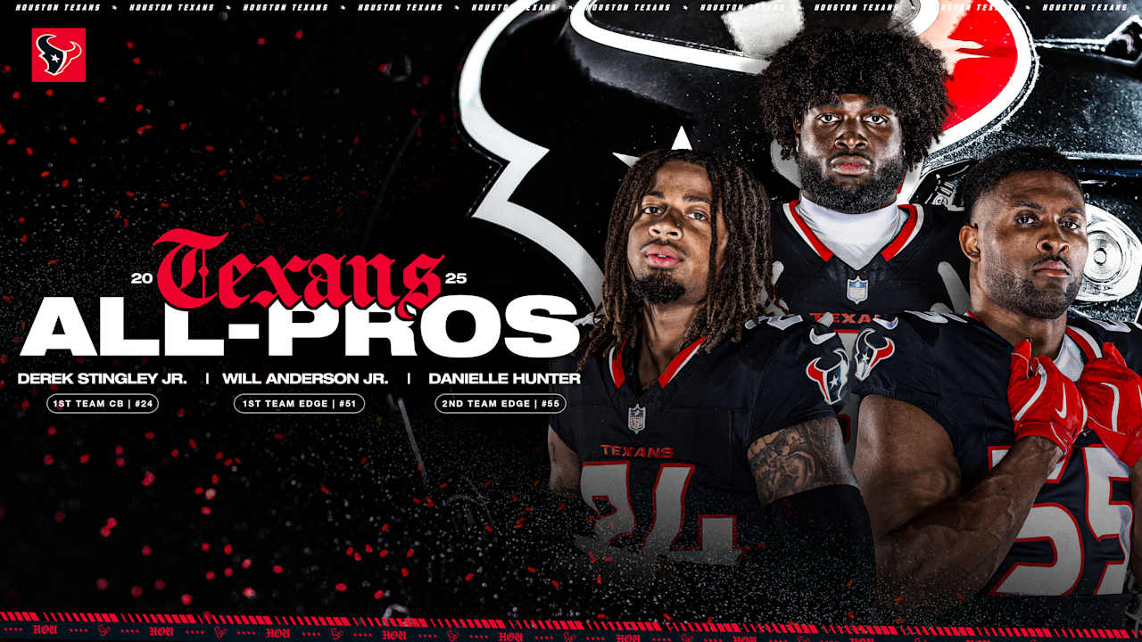 Houston Texans DE Will Anderson Jr., DE Danielle Hunter and CB Derek Stingley Jr. Named Associated Press All-Pro