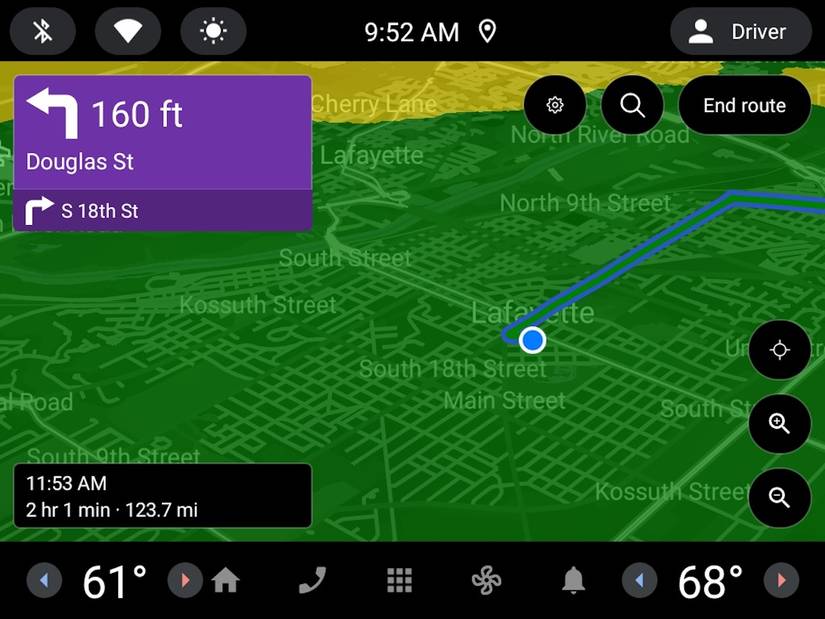Directions to a destination with 160 feet remaining on MyRadar app