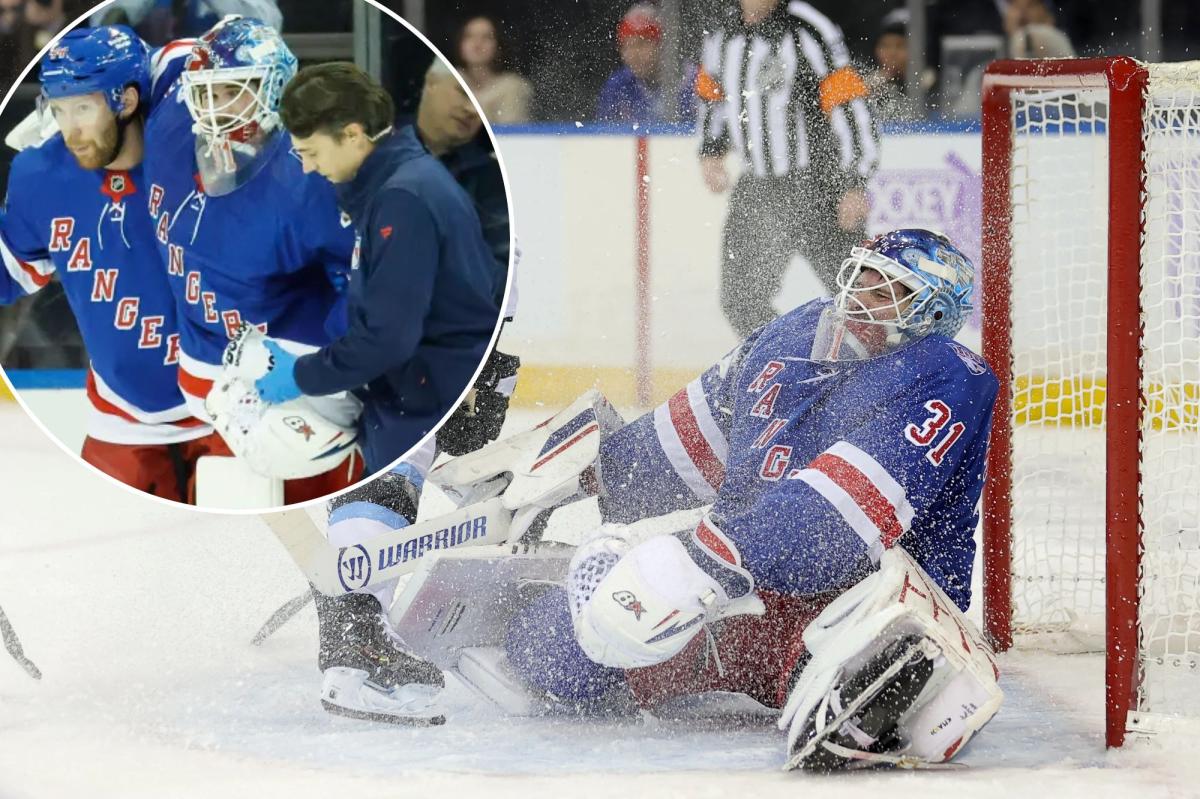 Igor Shesterkin helped off the ice in potential Rangers injury calamity