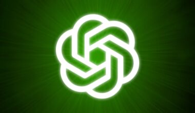 An OpenAI logo over a green background.