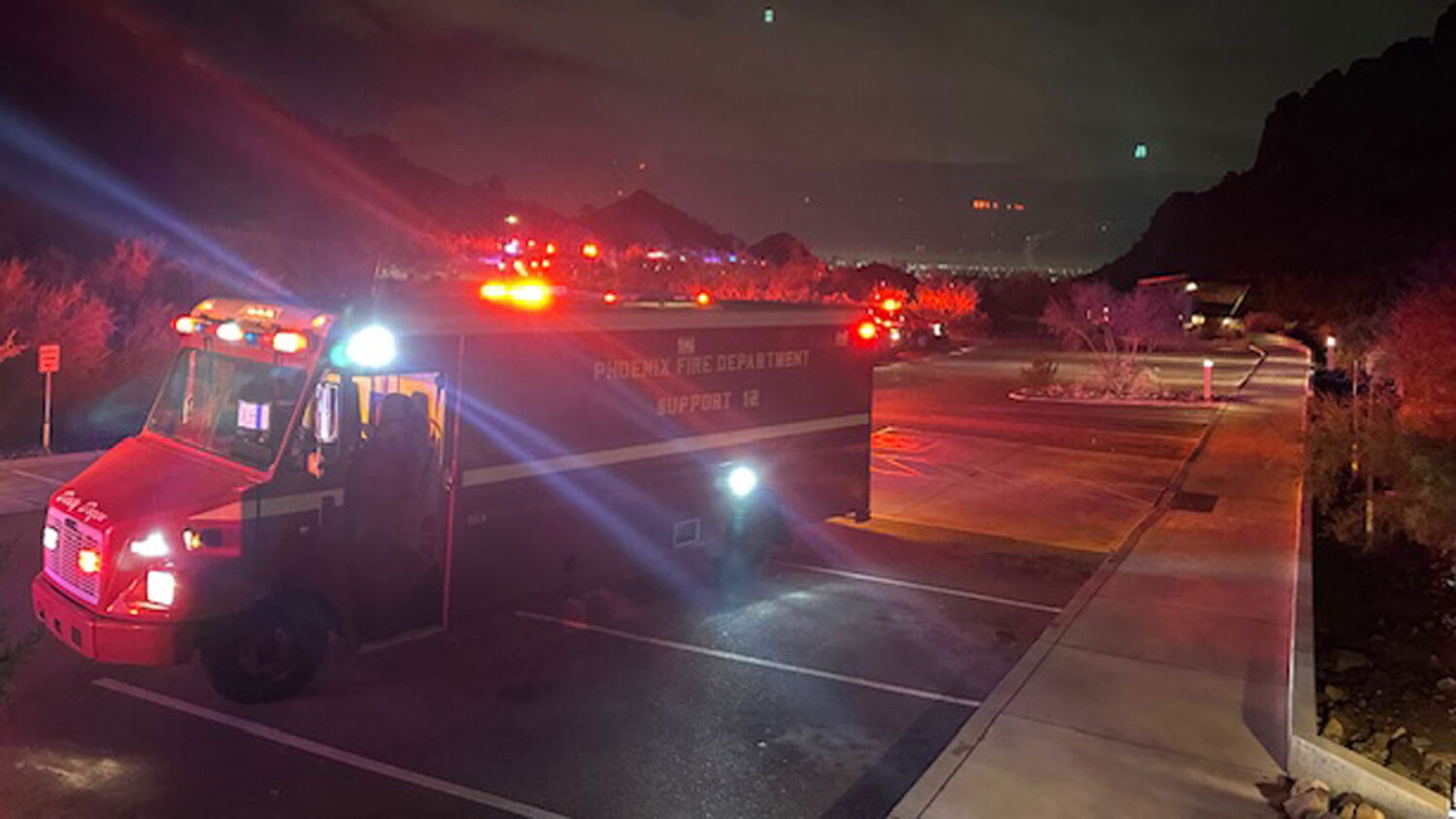 Crews wheeled an injured woman off Piestewa Peak in Phoenix during a late-night rescue operation Th...