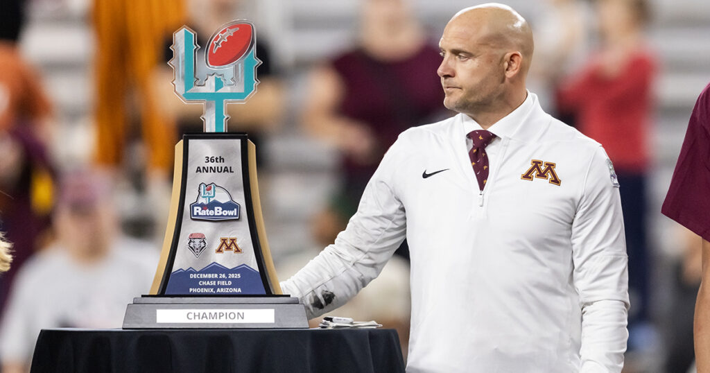 Minnesota HC PJ Fleck after the Rate Bowl