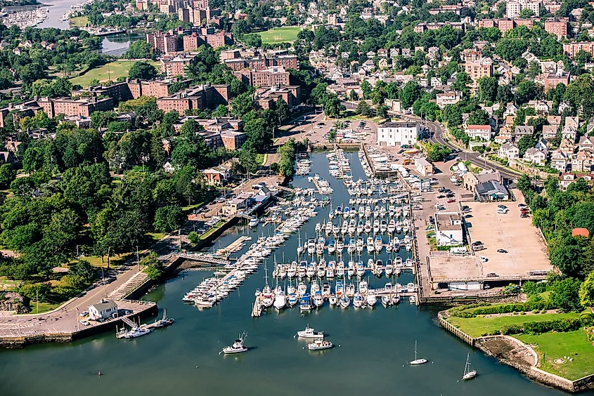 Overlooking the marina in New Rochelle, New York.