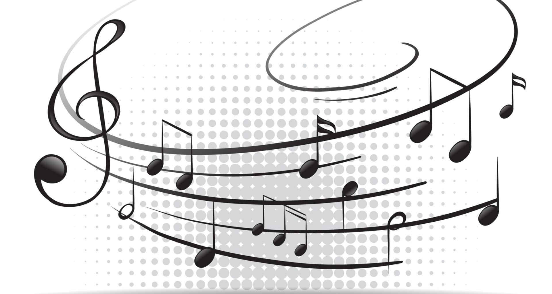 Flowing musical notes with a treble clef