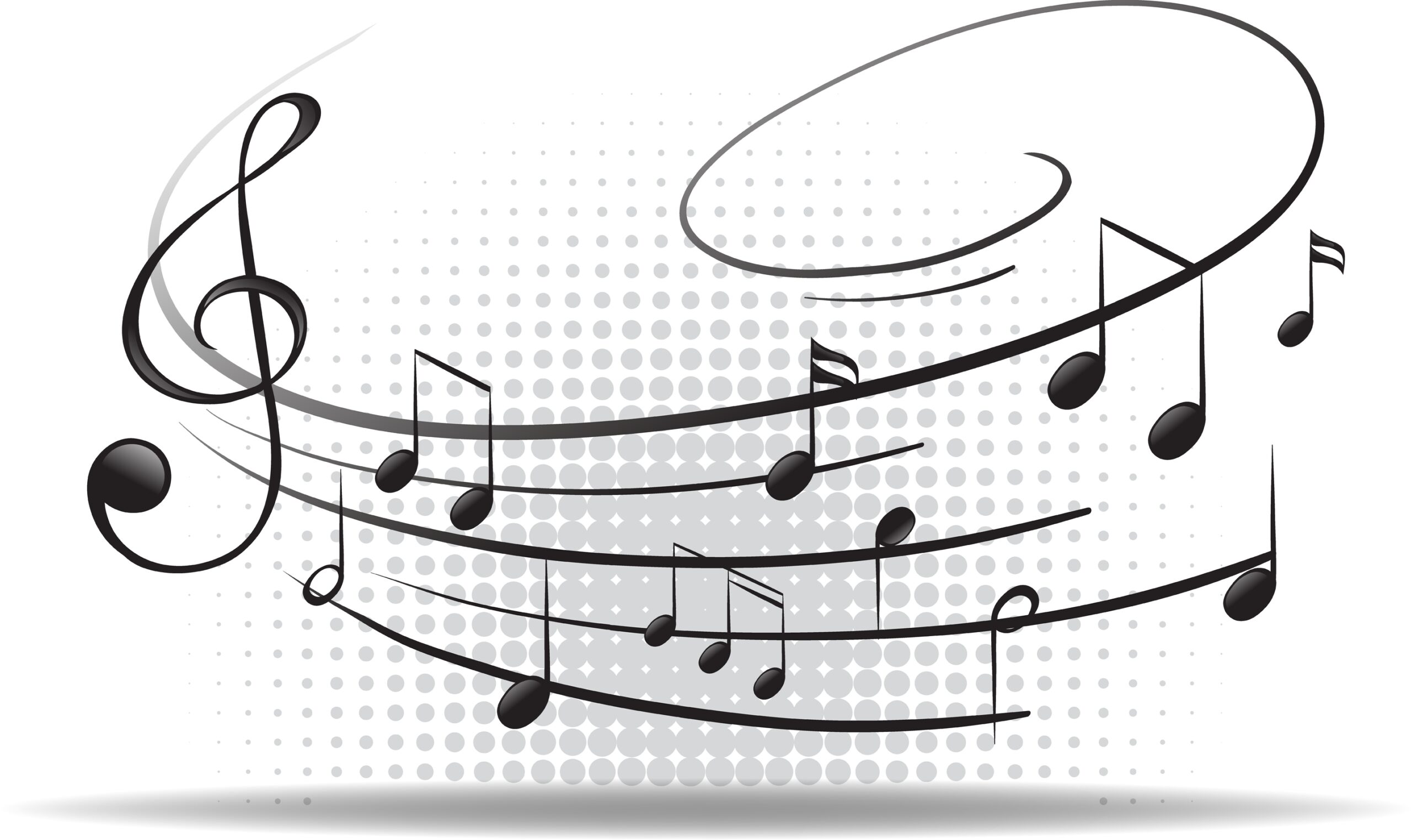 Flowing musical notes with a treble clef