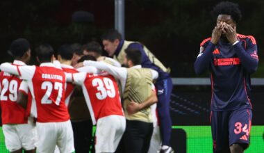 Nottingham Forest's Ola Aina reacts after Ryan Yates' own goal while Braga players celebrate