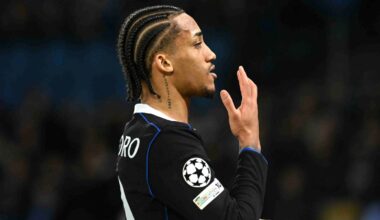 Joao Pedro celebrates after scoring Chelsea's equaliser against Napoli