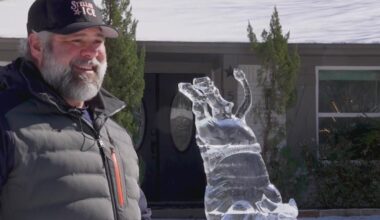 Forget the snowman: Fort Worth man carves giant Texas-themed ice sculpture for snow day