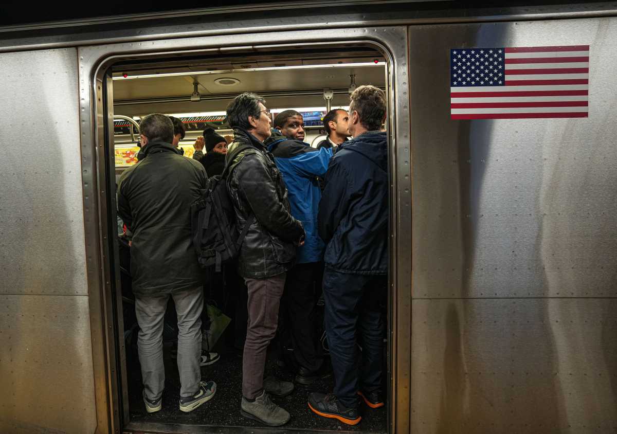 People crammed into subway train