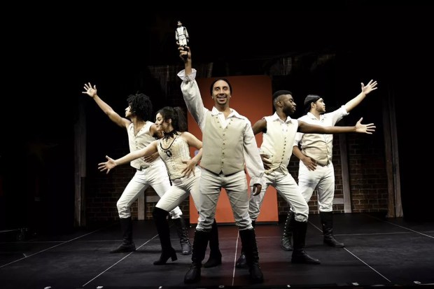 The touring company of "Spamilton: An American Parody," which plays Sunday at the Balboa Theatre in San Diego. (Ron Elkman)