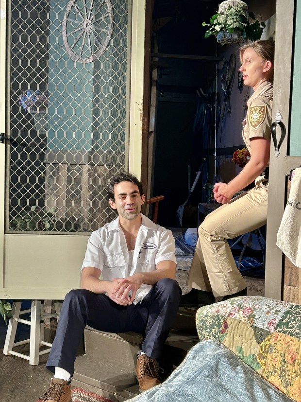 Lester Isariuz as Ryan, left, and Jenna Renee Pekny as Dani in OnStage Playhouse's "Swing State." (Salomon Maya)