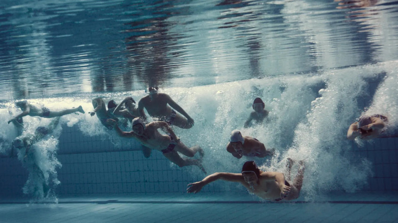 Boys swimming in a pool in The Plague