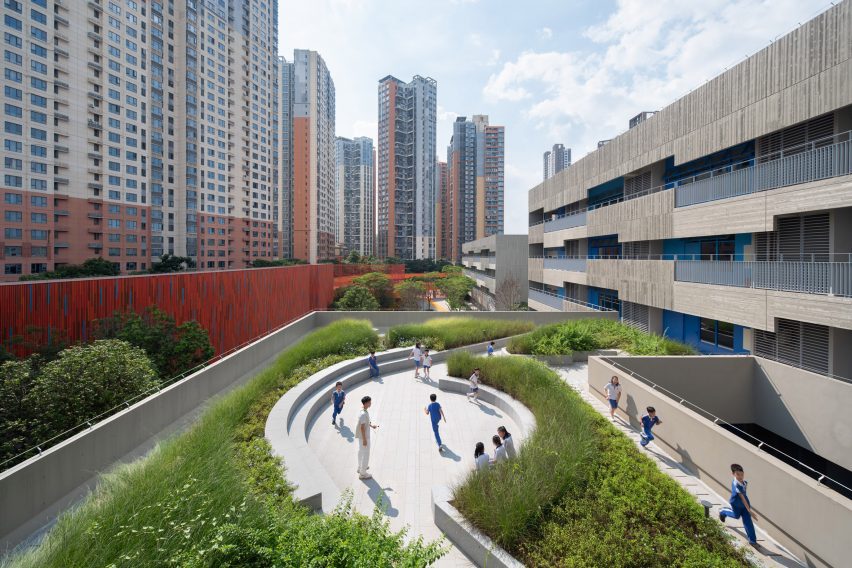 Children playing in school yard