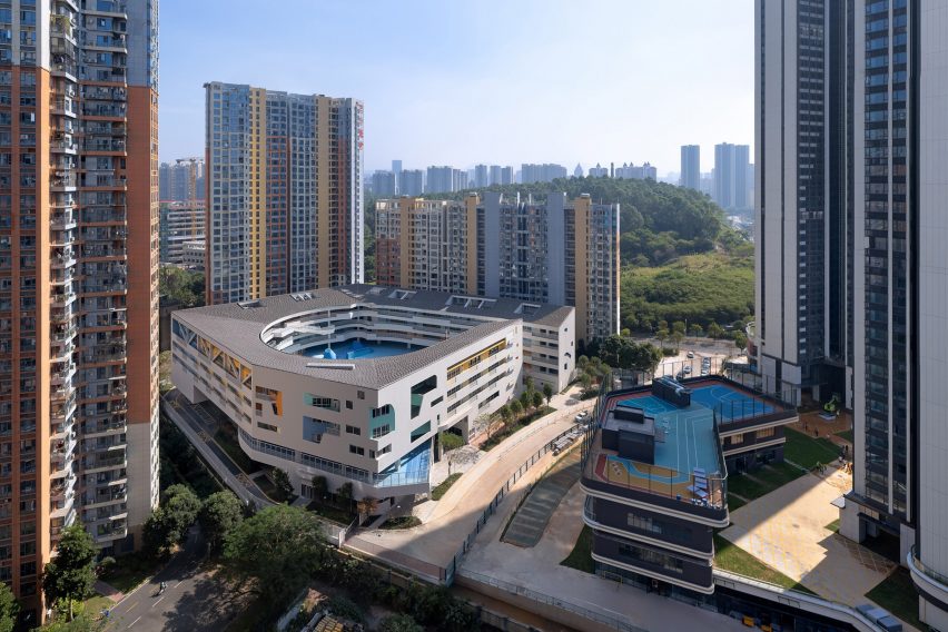 Weiwu School surrounded by high-rises