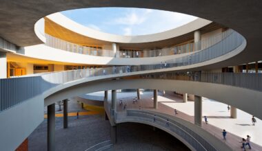 School building with roof cut-out