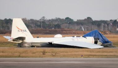 NASA research plane makes fiery touchdown in Texas without landing gear