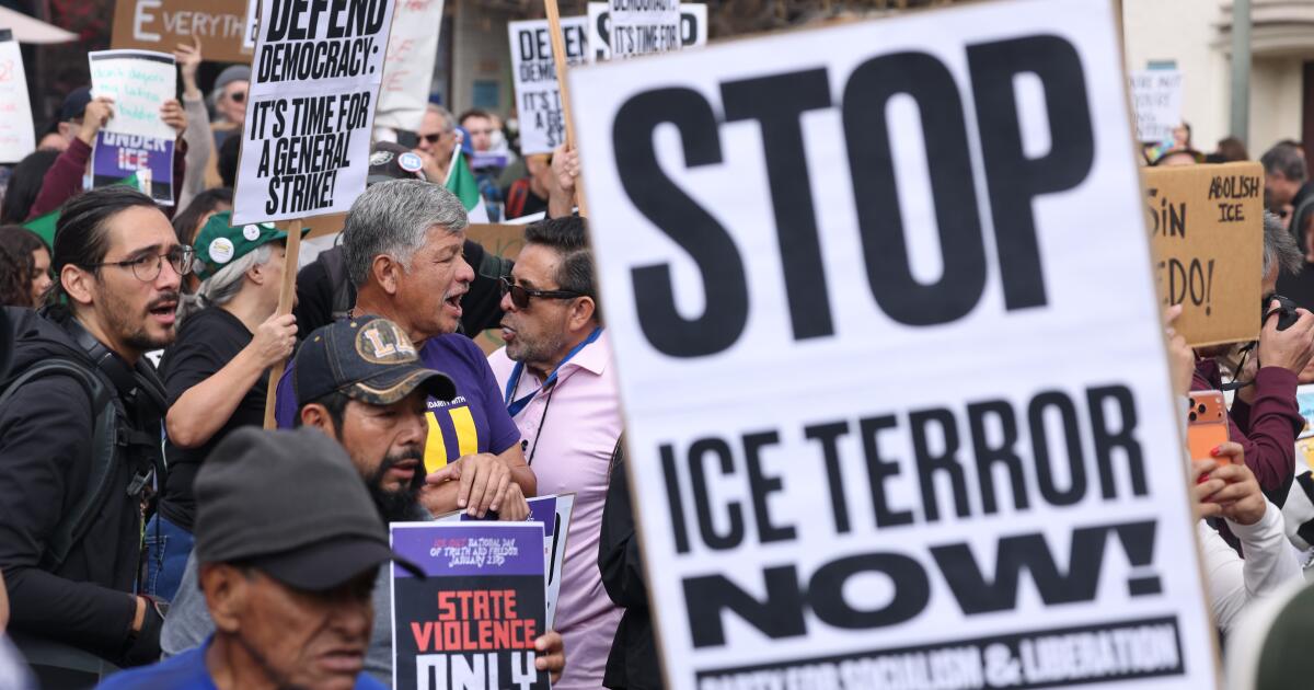 Hundreds march in L.A. calling for ICE to be abolished