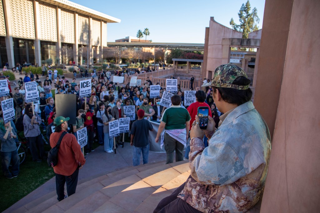 students at a protest