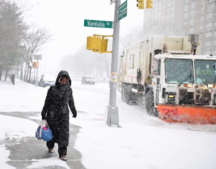 person walking in the snow