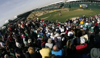 Fans pack the stadium-style 16th hole at TPC Scottsdale during the WM Phoenix Open, Arizona’s largest annual sporting event and one of the PGA Tour’s most distinctive stops.