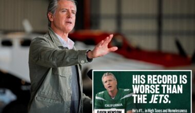 Gavin Newsom mocked in Times Square billboard in New York City