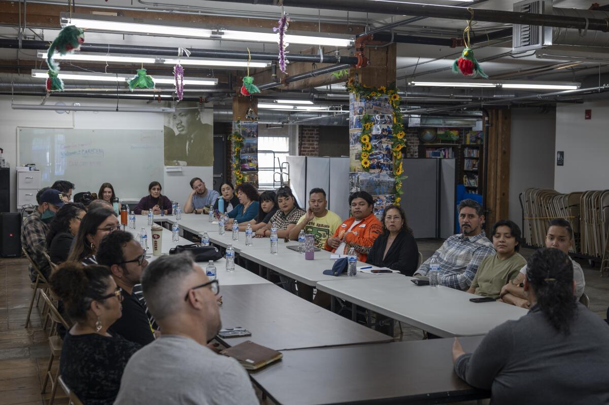 Activists from around the United States join a delegation from the Latinx advocacy at a Latino community center.