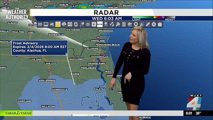 Rain to follow frosty morning, forecasts News4JAX’s Katie Garner