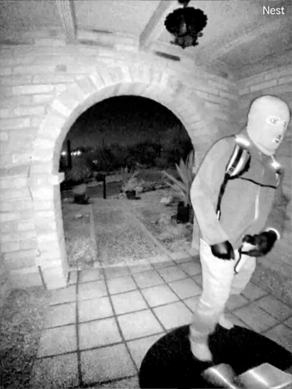 This image provided by the FBI shows surveillance images at the home of Nancy Guthrie the night she went missing in Tucson, Ariz. (FBI via AP)