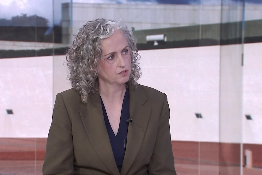 Early Childhood Education Minister Jess Walsh in news studio interview.