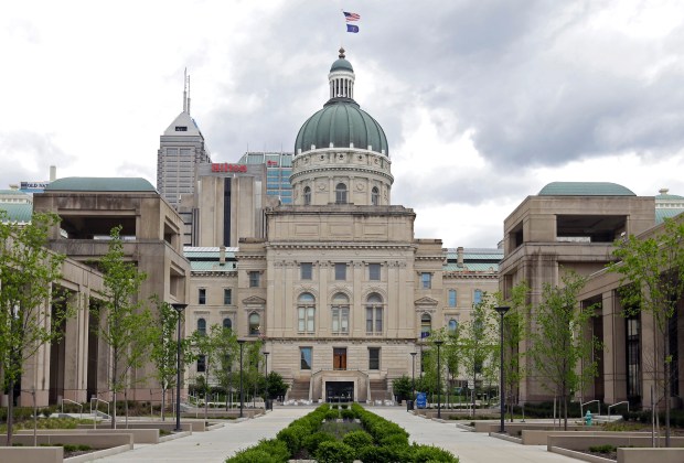 The Indiana Statehouse appears on May 5, 2017, in Indianapolis. (AP Photo/Michael Conroy)