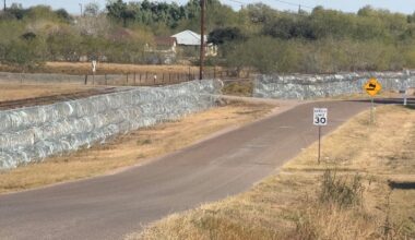Military razor wire fence installed in RGV neighborhood
