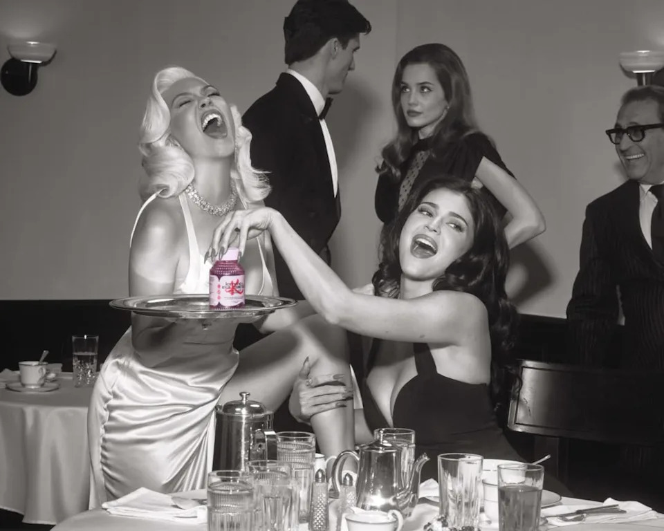 Kylie Jenner and Kourtney Kardashian Barker promote their newest beauty-wellness product, Skin Glaze Gummies