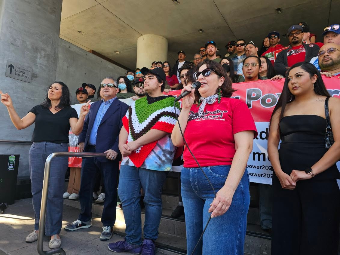 Ingrid Villega, an LAUSD teacher and organizer with United Teachers...