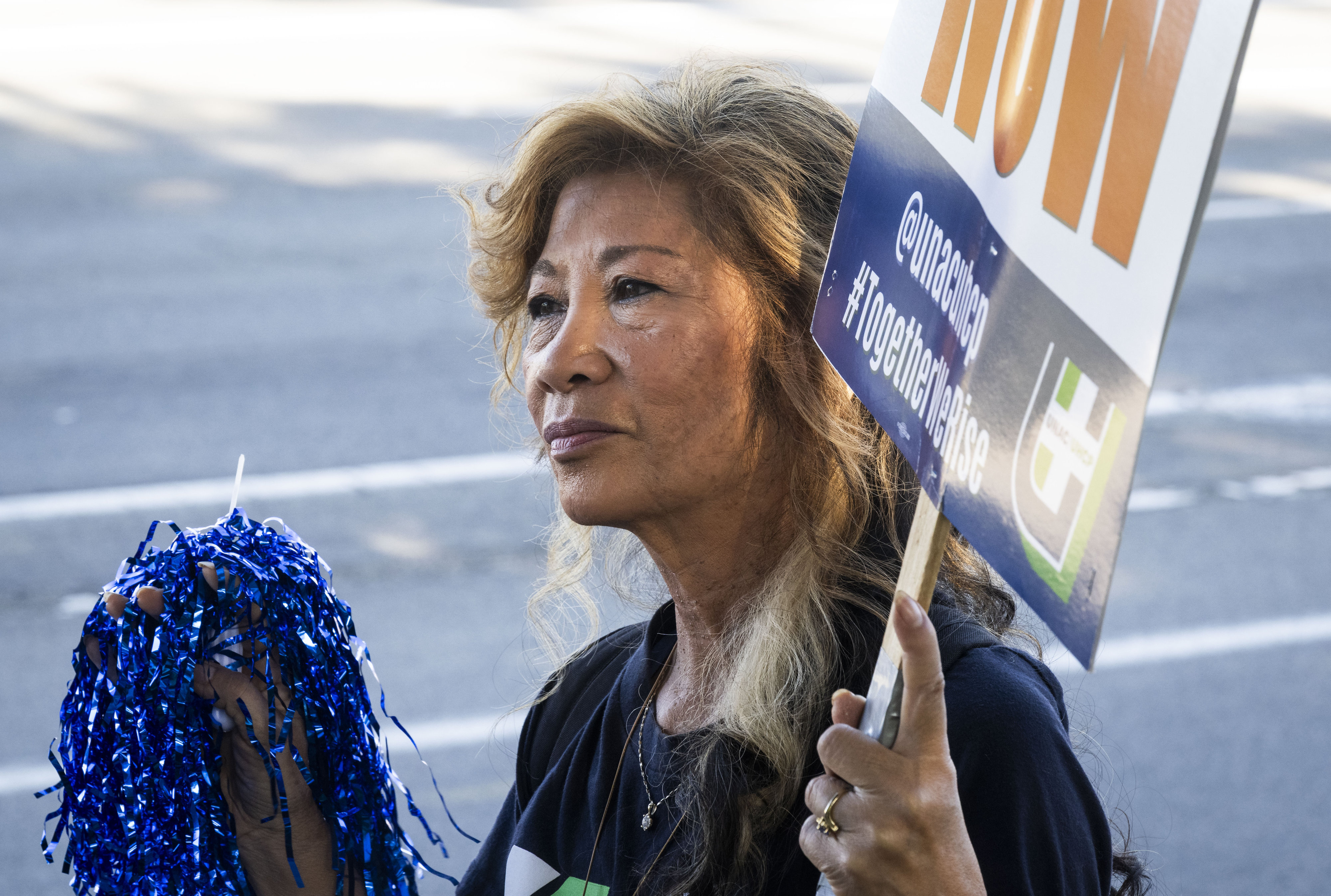 Alice Hunter, RN , protests with others at Kaiser Permanente...