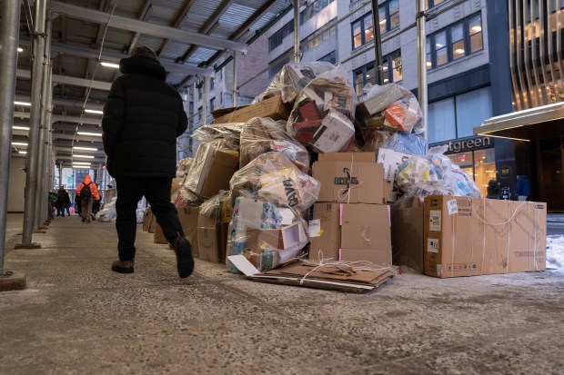 Garbage piles up on E. 44th St. between Lexington Ave. and Third Ave. in Manhattan on Monday, Feb. 2, 2026 in New York City. (Barry Williams/ New York Daily News)