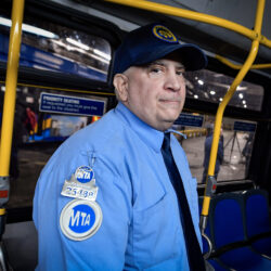 Bus operator Christopher Accettulli at the Jackie Gleason Depot describes how he assisted a customer who went into labor aboard his B37 bus on Friday, Jan 23. Photo: Marc A. Hermann/MTA