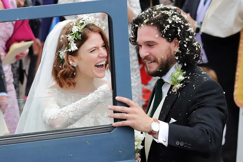 Kit Harington and Rose Leslie on their wedding day in 2018 Mark Milan/GC Images