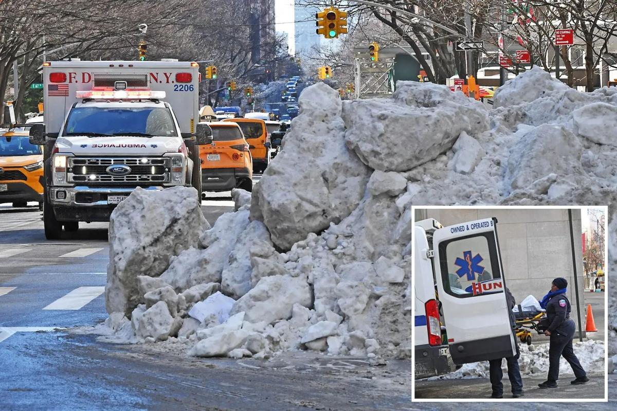 NYC EMTs, hospitals plagued by massive piles of week-old snow