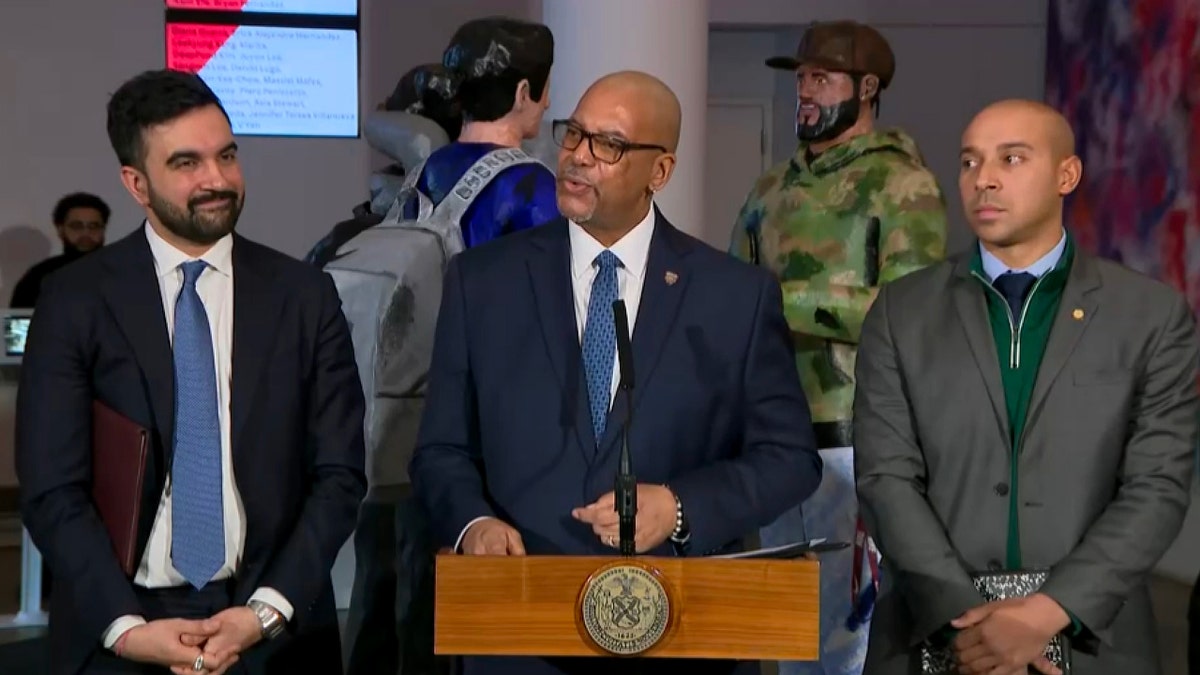 Stanley Richards speaks at a podium