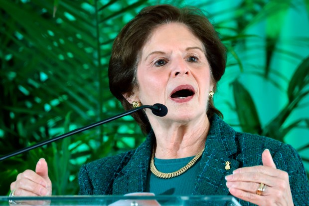 Baptist Health Executive Vice President and Chief Strategy Officer Ana Lopez-Blazquez speaks during a ceremonial groundbreaking ceremony for the new Baptist Health Sunrise Hospital on Wednesday, Jan. 28, 2026. (Amy Beth Bennett / South Florida Sun Sentinel)