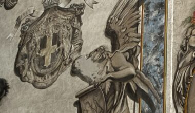 An angel resembling Italian Premier Giorgia Meloni has had its face painted over