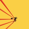 Businessman tied up with red tape. concept of struggle, limitation and trap or challenge