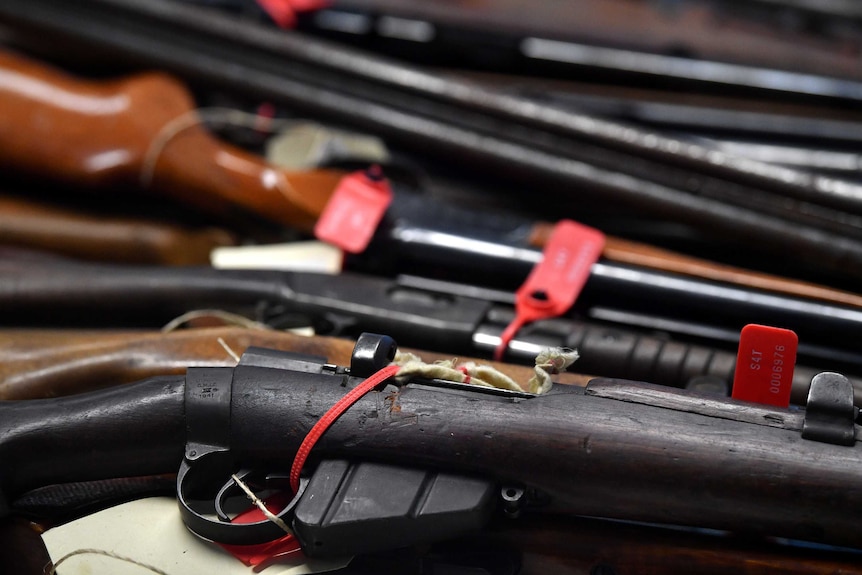 Firearms displayed, gun amnesty, weapons generic image.