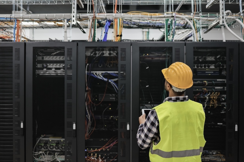 Person working in data center