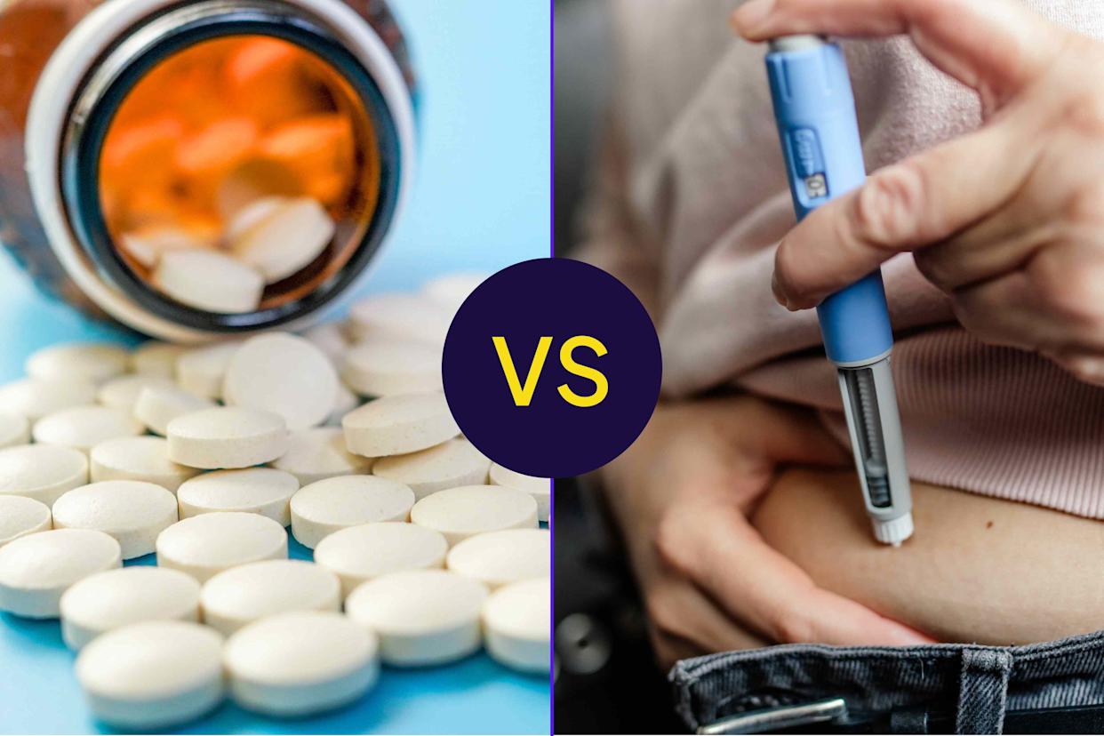 GLP-1s are now available as pills or shots.Credit: Design by Health; Getty Image