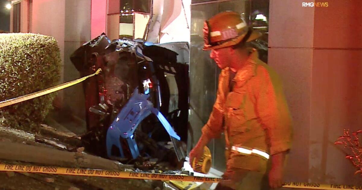 Corvette veers off L.A. County freeway, flies into Maserati dealership