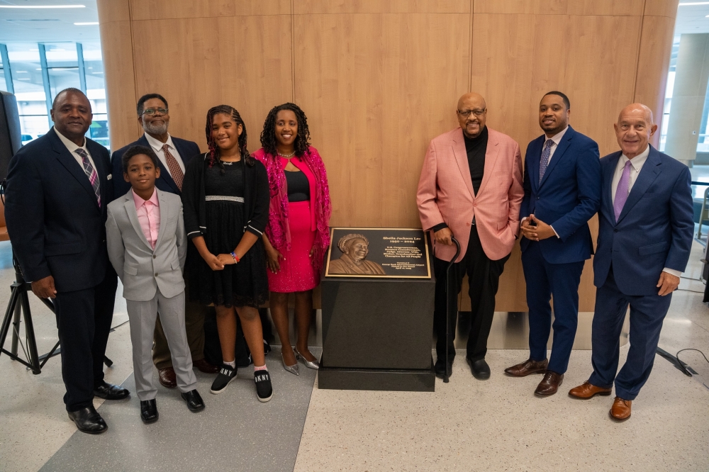 Houston Mayor John Whitmire, right, joined members of the Jackson Lee family for a dedication ceremony at IAH on May 18. (Courtesy Houston Airport System)