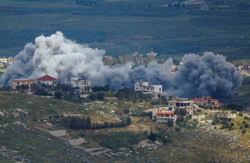 SMOKE RISES from southern Lebanon, as seen from the Israeli side of the Israel-Lebanon border, in northern Israel, May 6, 2026.