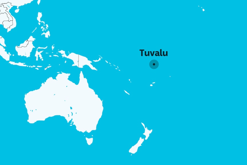 A map of Tuvalu's location in relation to Australia.